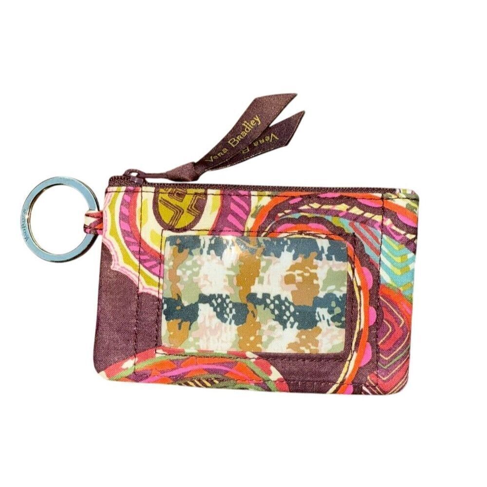 Vera Bradley Resort Medallion Zip ID Case Keychain Wallet
